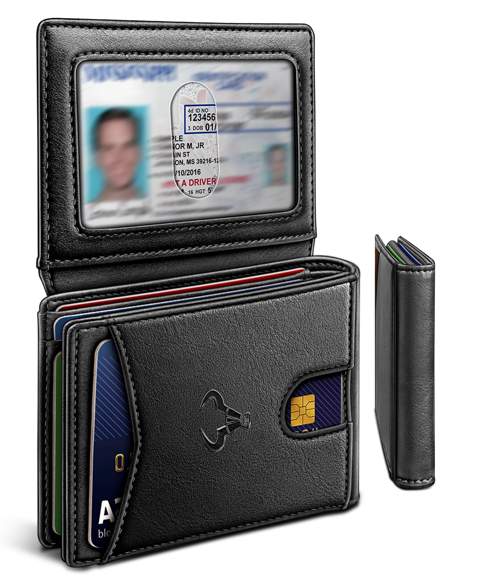 Slim Leather Wallet for Men RFID Blocking | Minimalist Front Pocket Card Holder Gift with 11 Slots - Abbycart