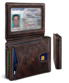 Slim Leather Wallet for Men RFID Blocking | Minimalist Front Pocket Card Holder Gift with 11 Slots