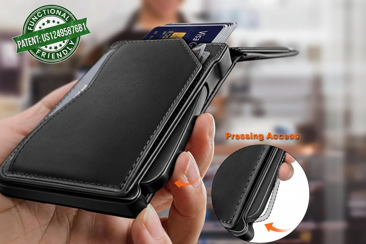 Slim Magnetic Leather Wallet for Men with Pop-Up Cards & RFID