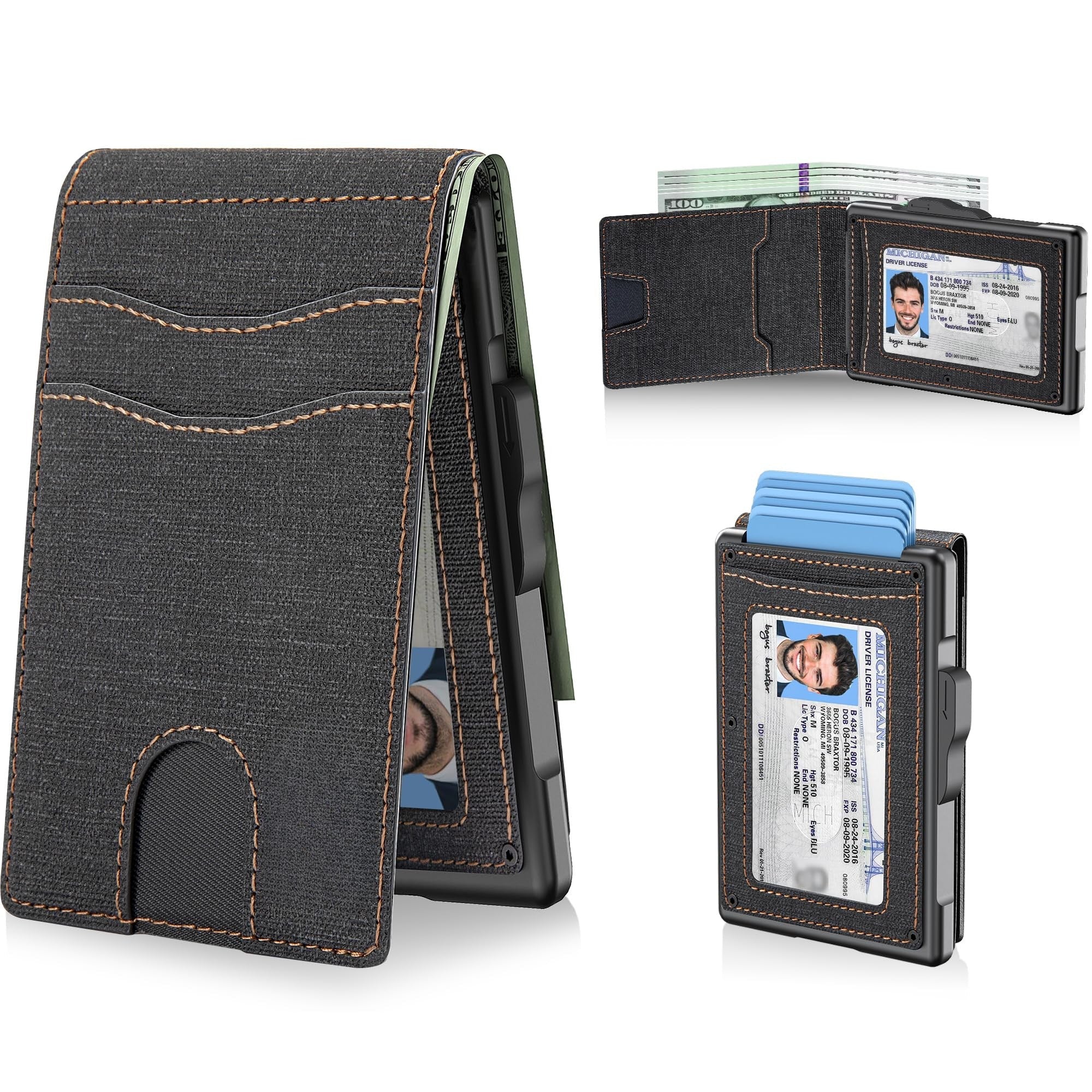 Slim Pop Up RFID Wallet for Men, Aluminum Front Pocket Card Holder