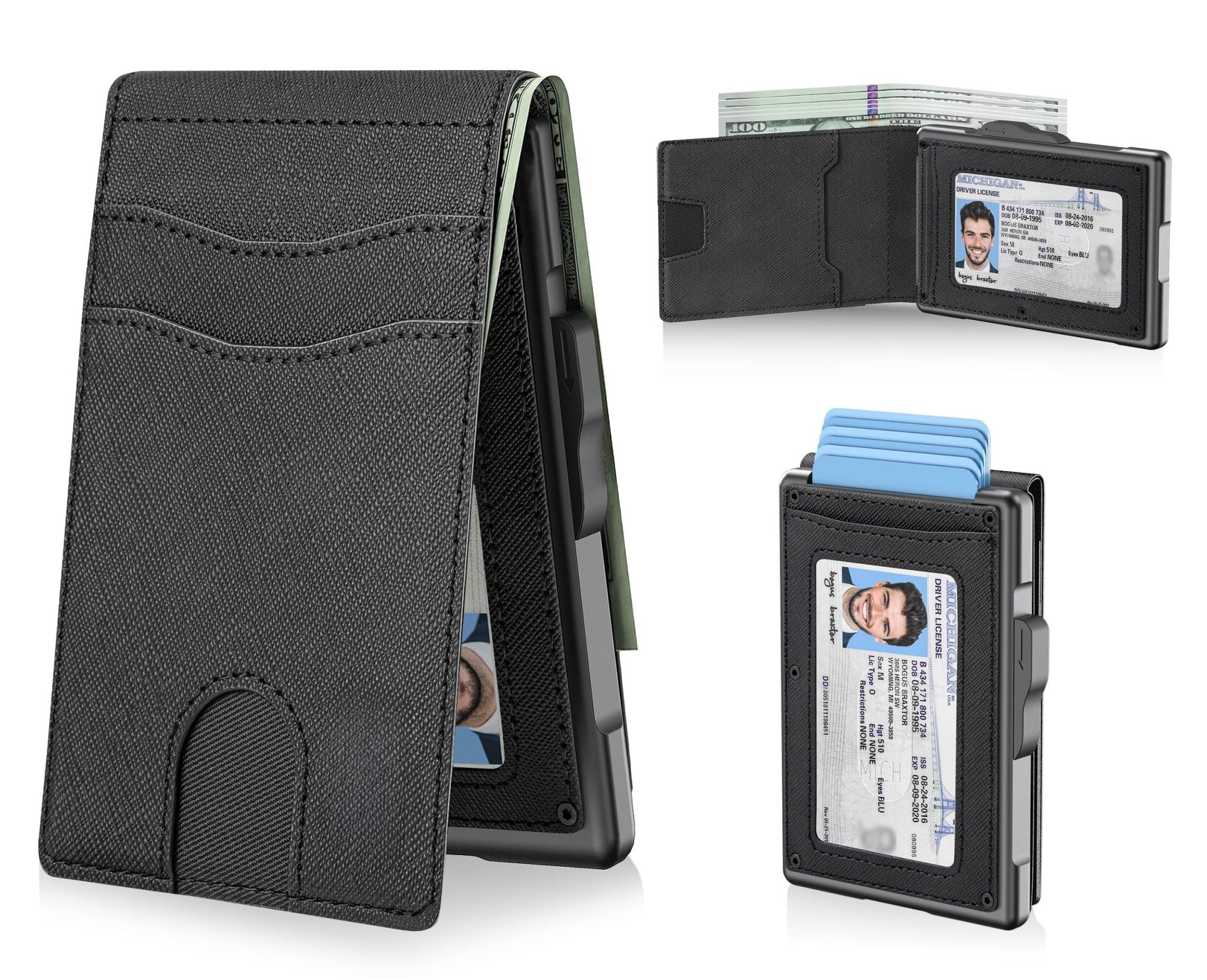 Slim Pop Up RFID Wallet for Men, Aluminum Front Pocket Card Holder
