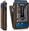 Slim Pop-Up RFID Wallet for Men with Money Clip & Leather Flip Case