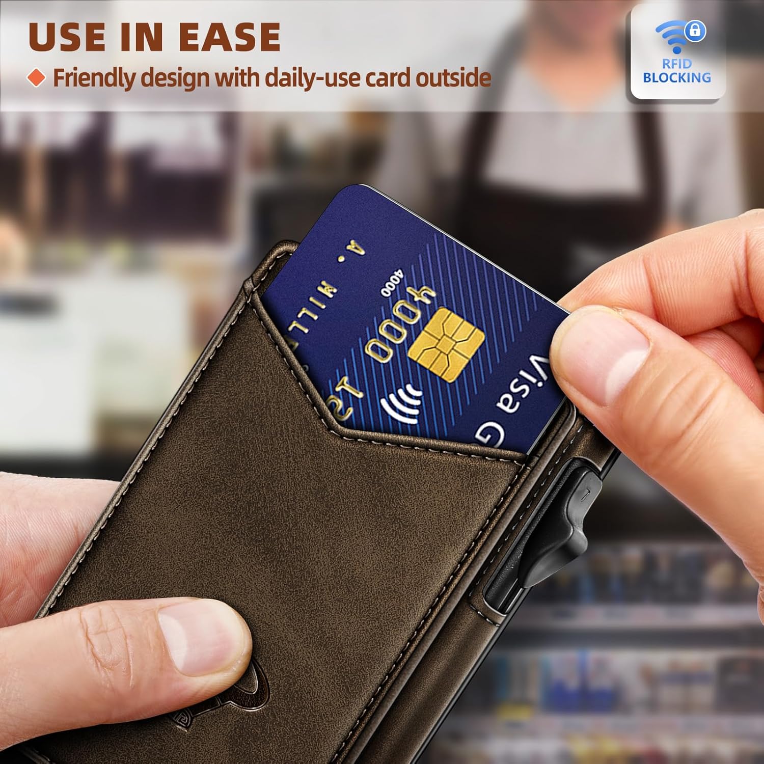 Slim Pop-Up RFID Wallet for Men with Money Clip & Leather Flip Case