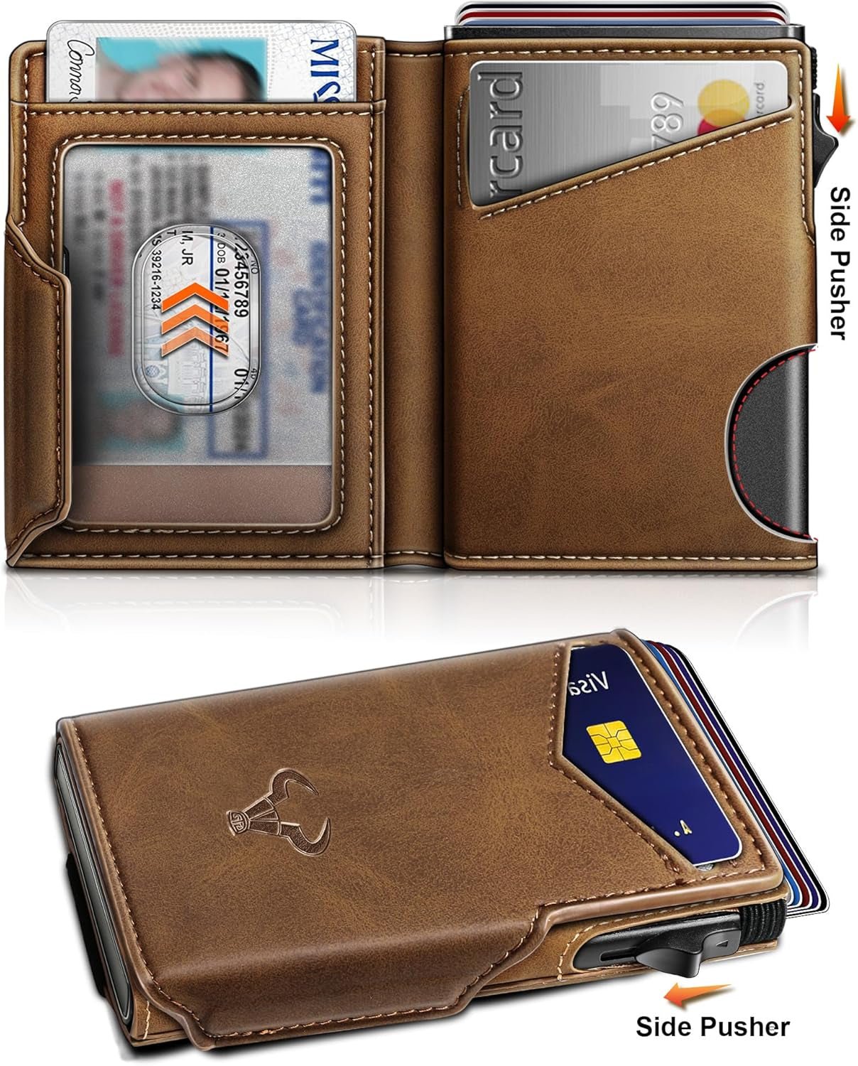 Slim RFID Airtag Wallet for Men – Minimalist Leather Front Pocket Wallet with Pop - Up Card Access - Abbycart