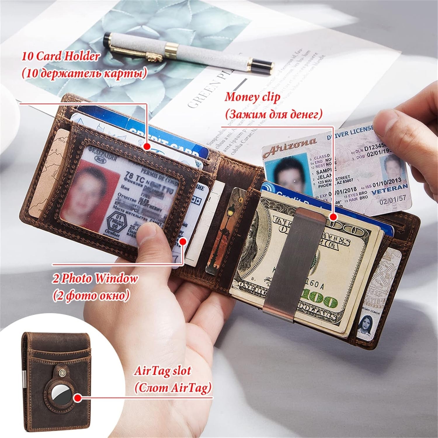Slim RFID Blocking Airtag Wallet for Men – Minimalist Bifold with Money Clip & Card Holder - Abbycart