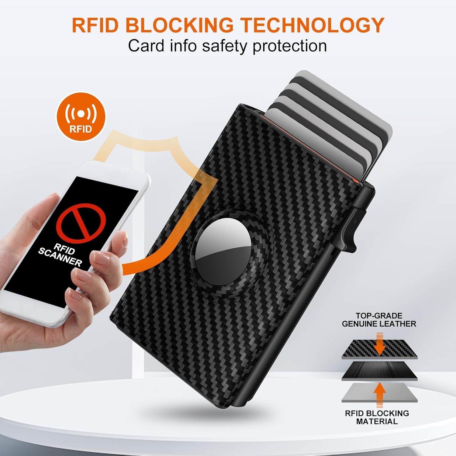 Slim RFID Blocking Airtag Wallet for Men – Minimalist Leather Pop - Up Card Holder - Abbycart