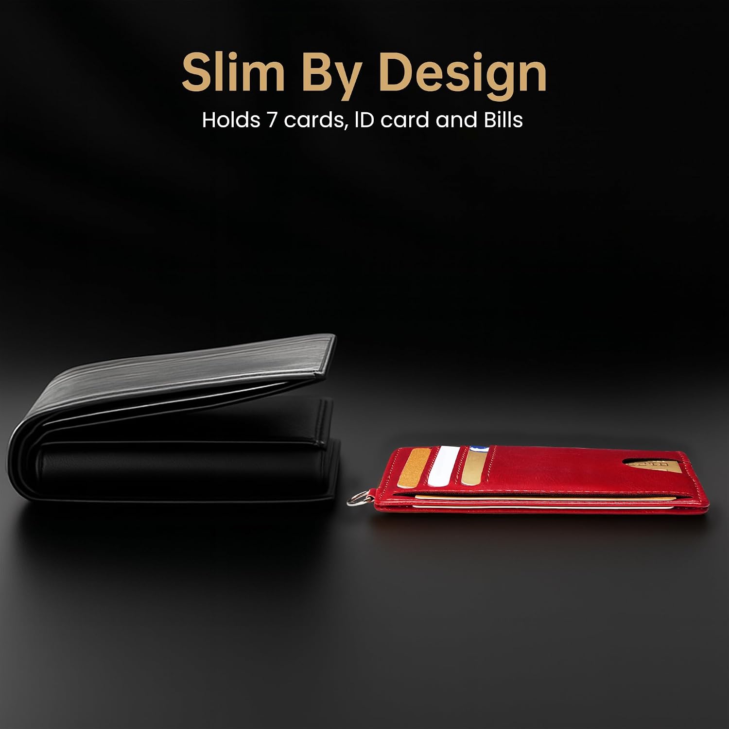 Mayski Slim Wallet, Credit Card Holder for Women, Minimalist Front Pocket RFID Blocking Card Cases, Small Wallet Women Men(Oiled Wax Cherry)