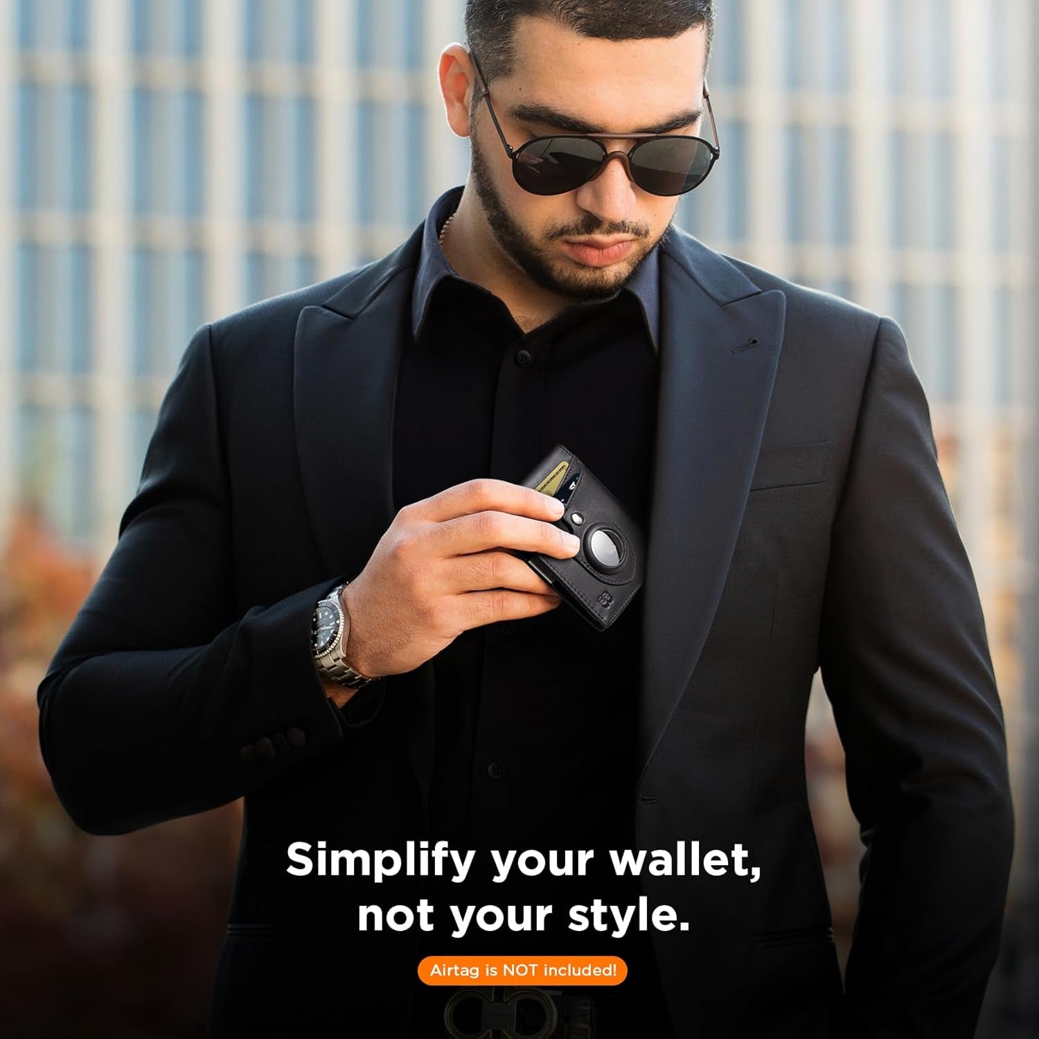 Slim RFID Blocking Leather Money Clip Wallet for Men with AirTag Holder – Minimalist Front Pocket Design, 11 Card Slots - Abbycart