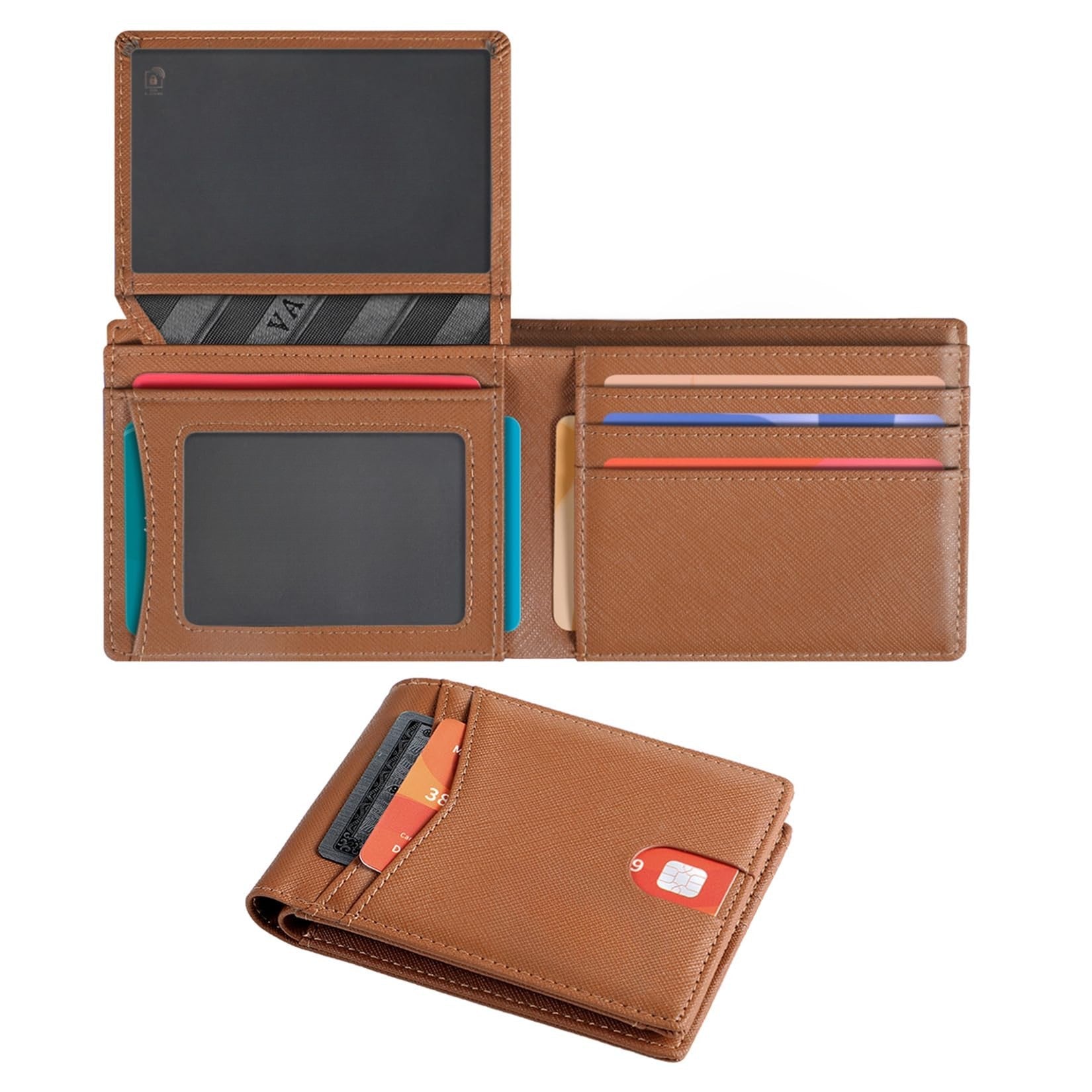 Slim RFID Blocking Leather Wallet for Men – 15 Card Bifold Design