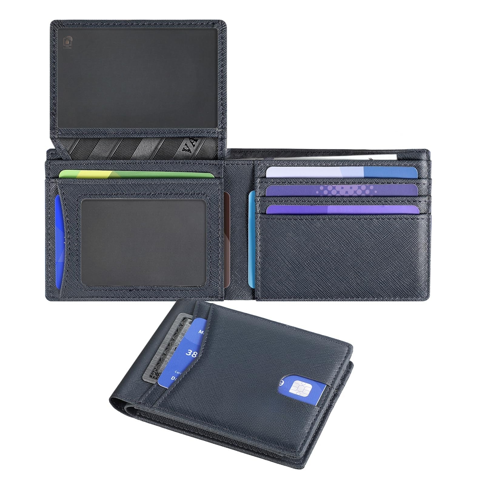 Slim RFID Blocking Leather Wallet for Men – 15 Card Bifold Design