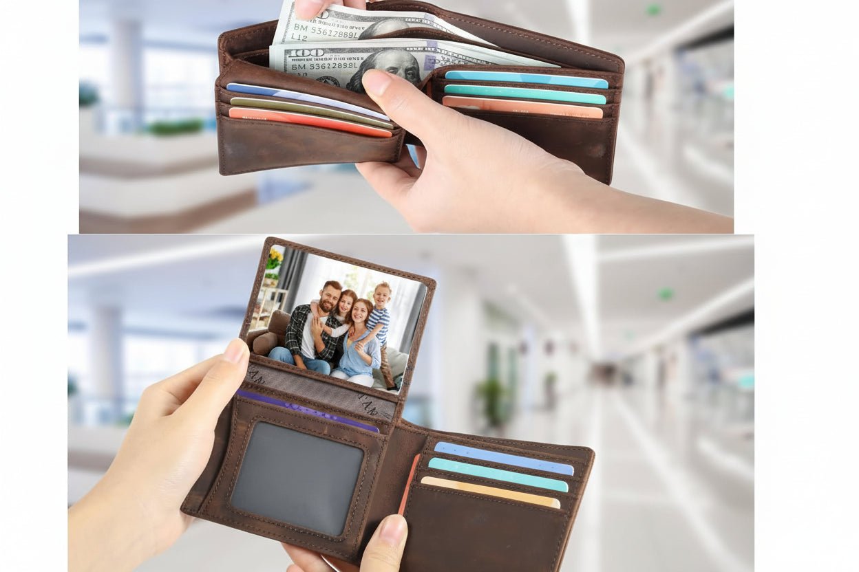 Slim RFID Blocking Leather Wallet for Men – 15 Card Bifold Design