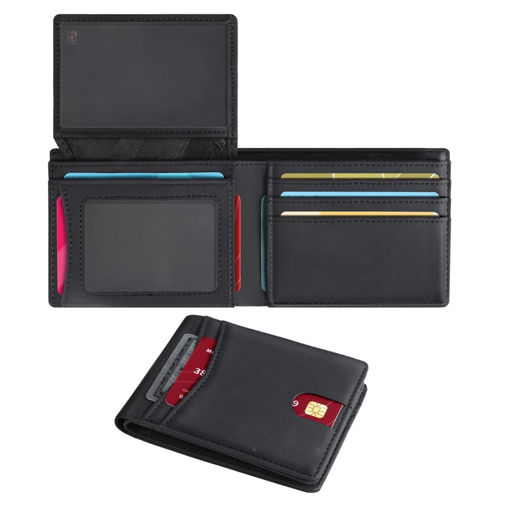 Slim RFID Blocking Leather Wallet for Men – 15 Card Bifold Design