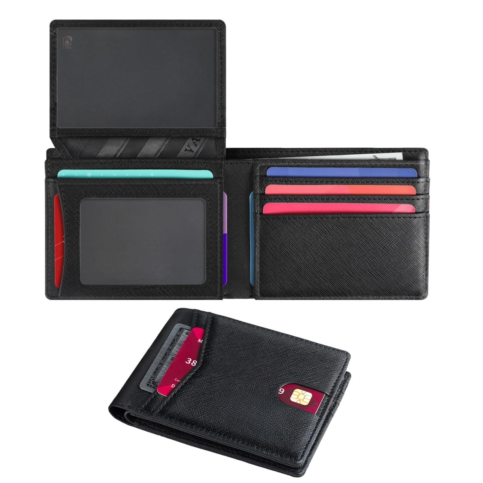 Slim RFID Blocking Leather Wallet for Men – 15 Card Bifold Design