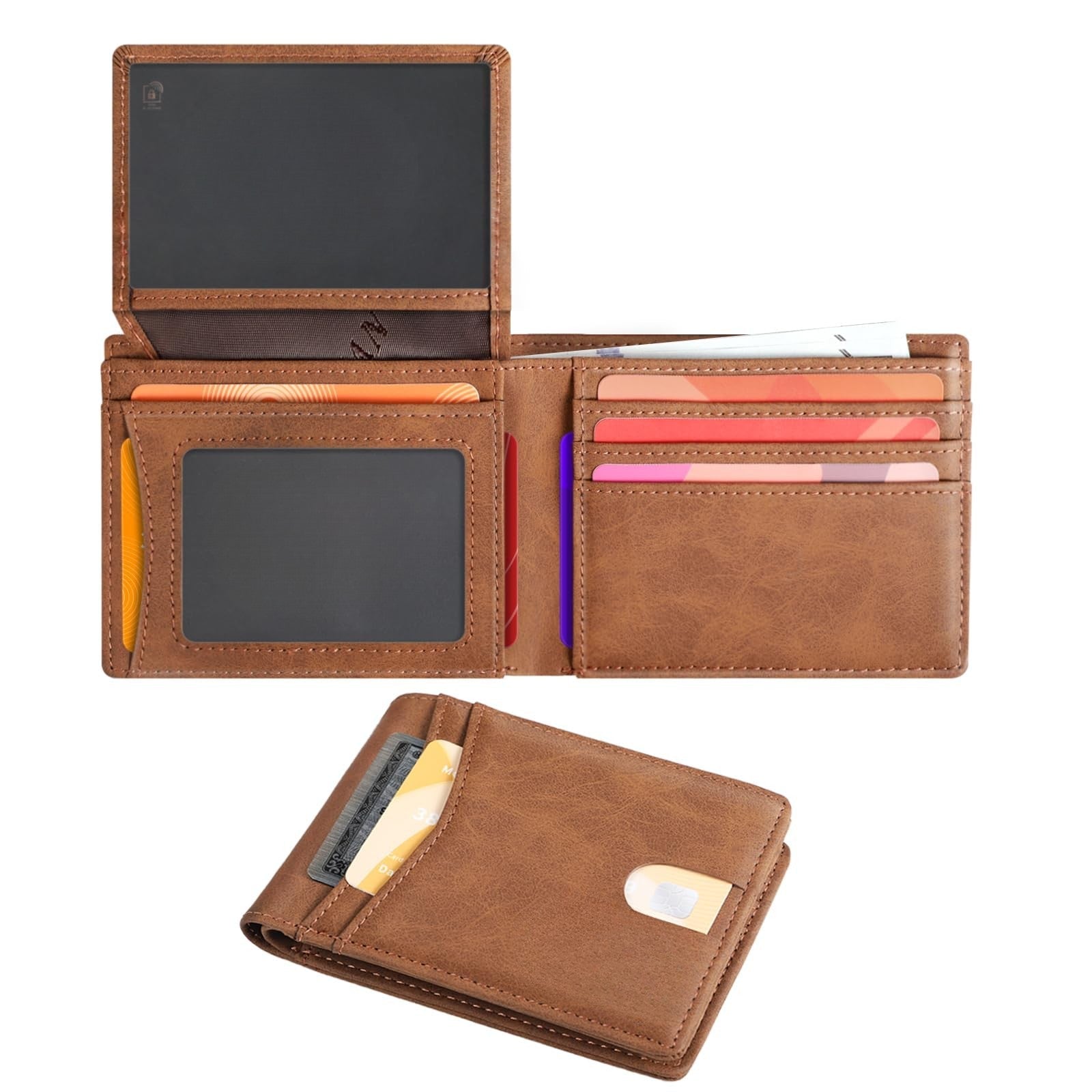 Slim RFID Blocking Leather Wallet for Men – 15 Card Bifold Design