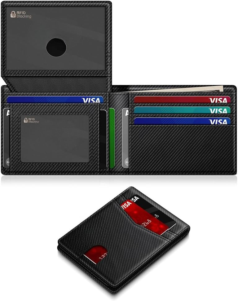 Slim RFID Blocking Leather Wallet for Men with 14 Card Slots