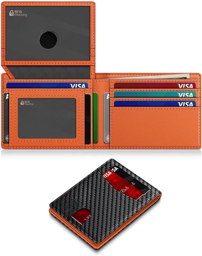 Slim RFID Blocking Leather Wallet for Men with 14 Card Slots
