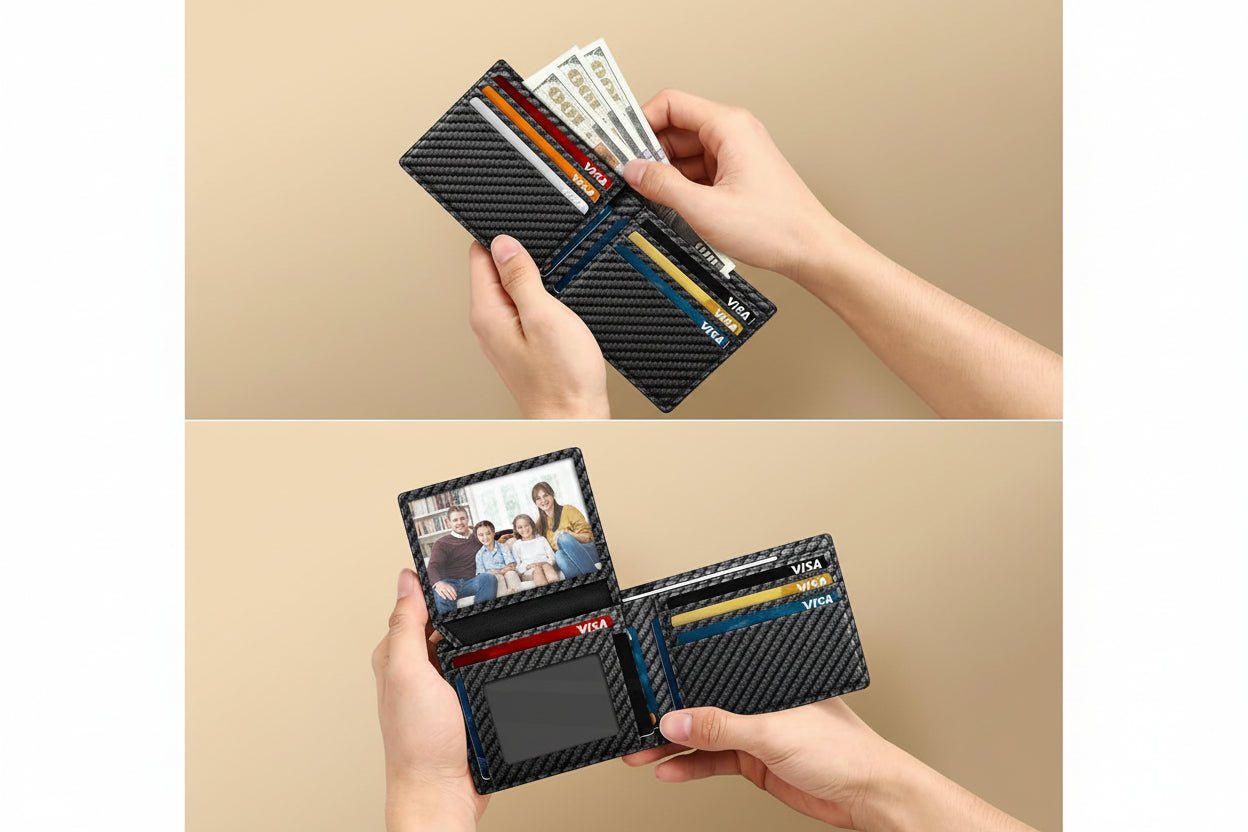 Slim RFID Blocking Leather Wallet for Men with 14 Card Slots