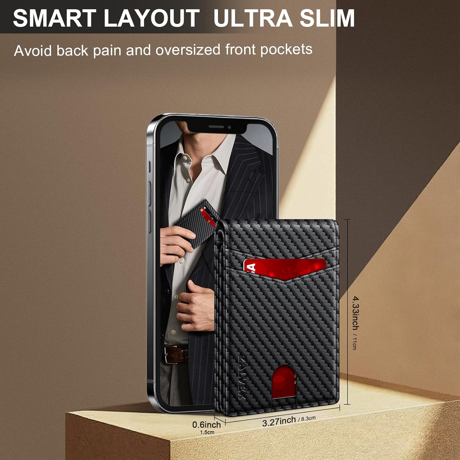 Slim RFID Blocking Leather Wallet for Men with 14 Card Slots