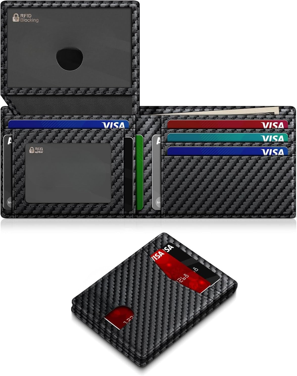 Slim RFID Blocking Leather Wallet for Men with 14 Card Slots