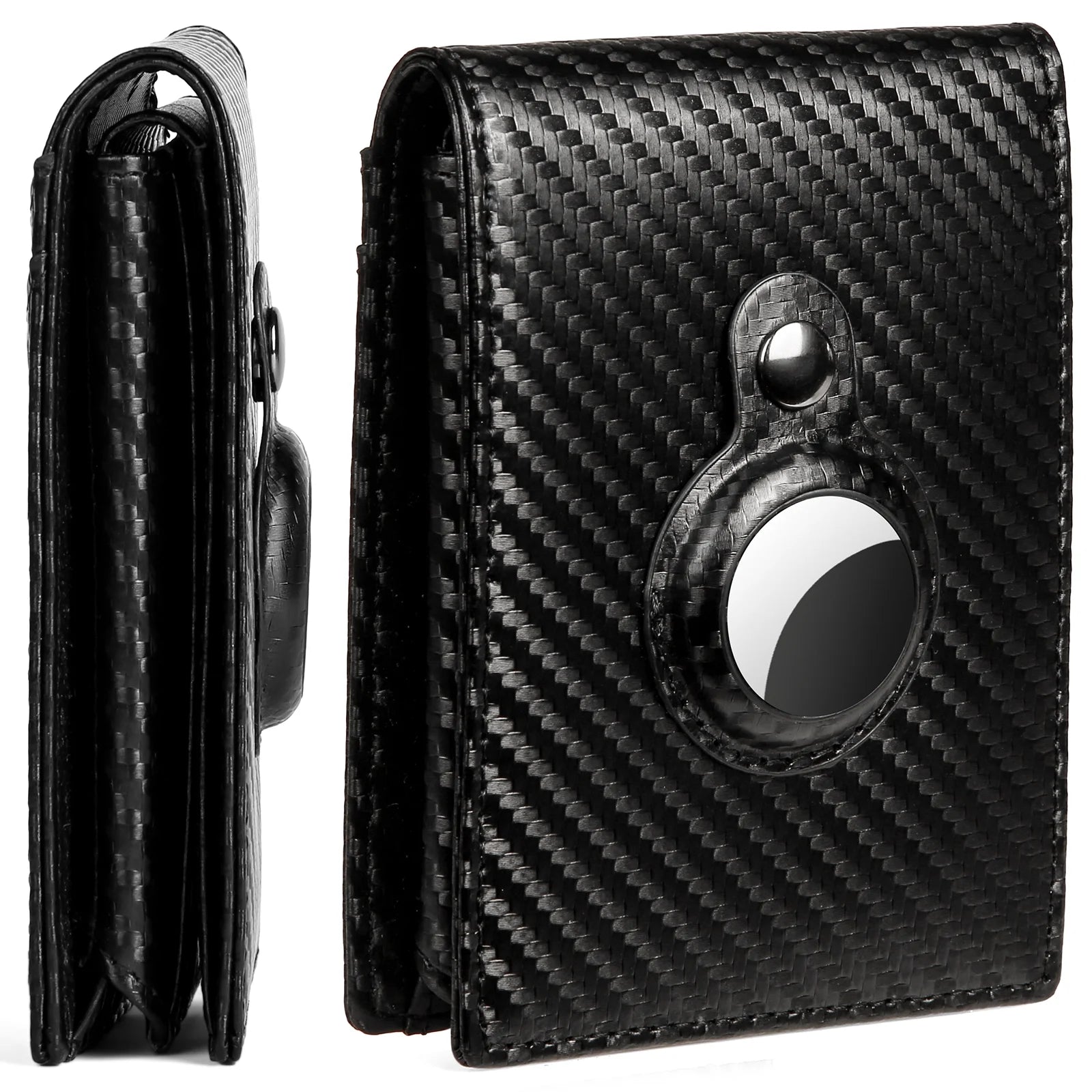 Slim RFID Blocking Leather Wallet with AirTag Holder for Men - Abbycart