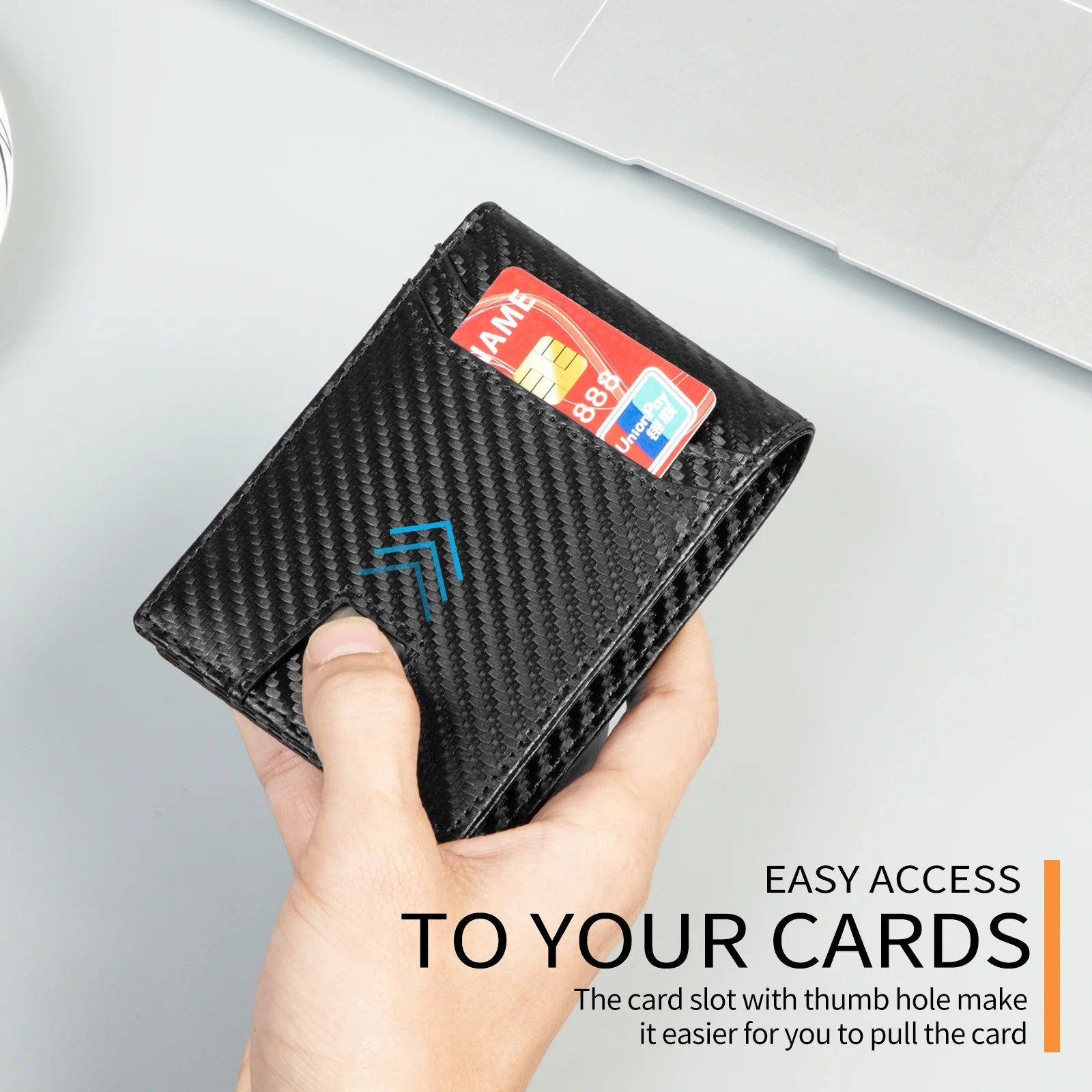 Slim RFID Blocking Leather Wallet with AirTag Holder for Men - Abbycart