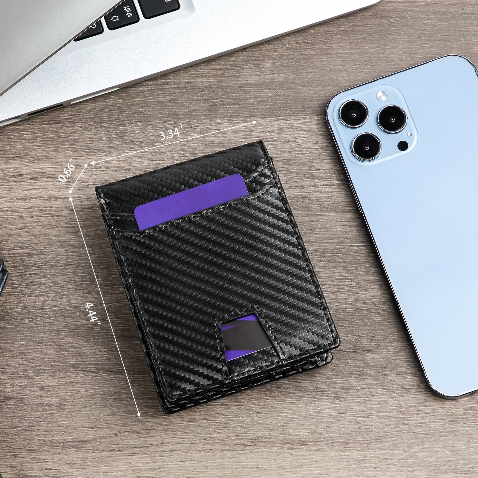 Slim RFID Blocking Leather Wallet with AirTag Holder for Men - Abbycart