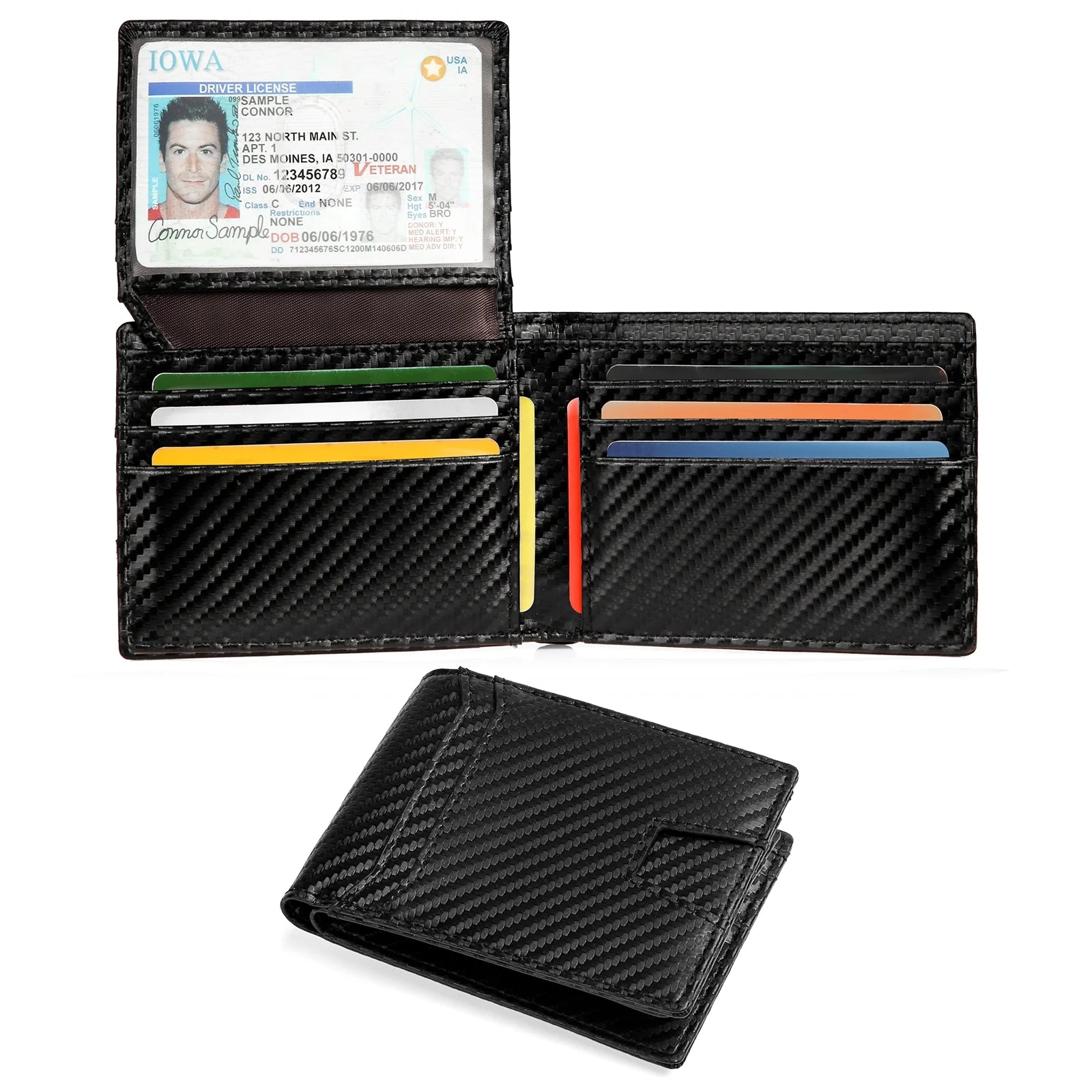 Slim RFID Blocking Leather Wallet with AirTag Holder for Men - Abbycart