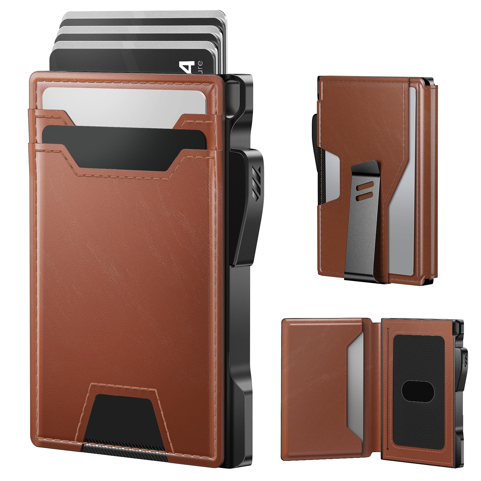 Slim RFID Blocking Wallet for Men with Money Clip & ID Window
