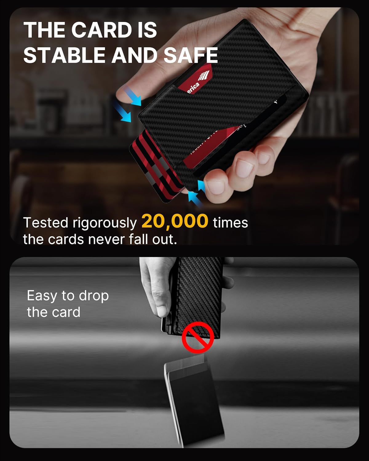 typecase Wallet for Men: Rfid-blocking with Money Clip Slim Leather Bifold Wallet ID Window Smart Pop Up Card Case Hold 9-13 Cards Front Pocket Wallet Gift for Men (Carbon Fiber Black)