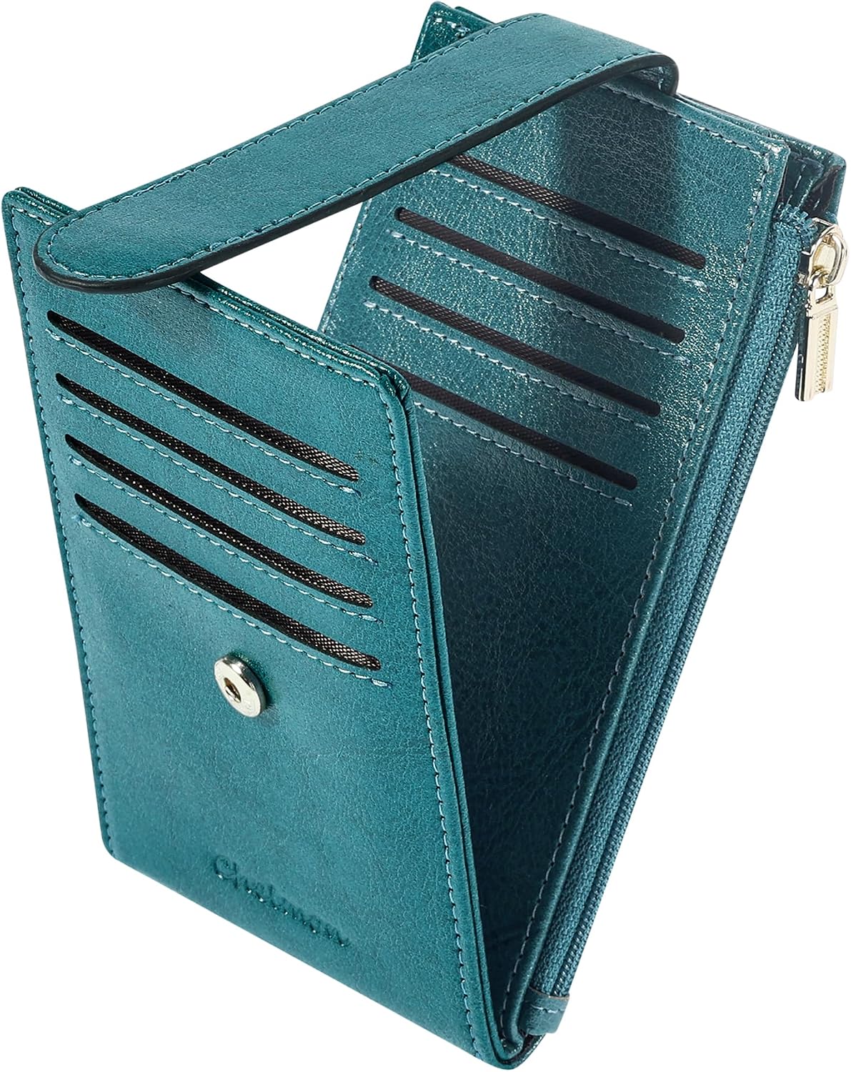 Slim RFID Card Holder Wallet for Women with Zipper Coin Pocket