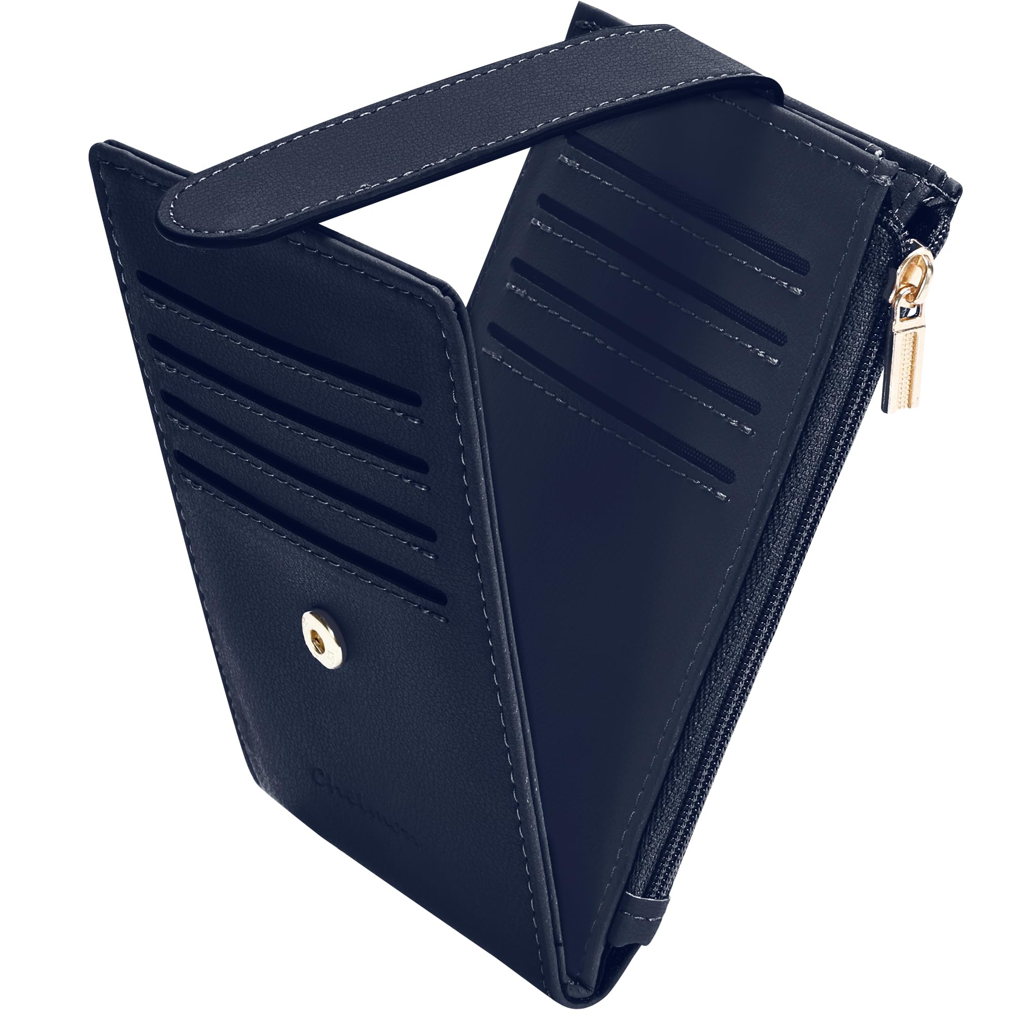 Slim RFID Card Holder Wallet for Women with Zipper Coin Pocket