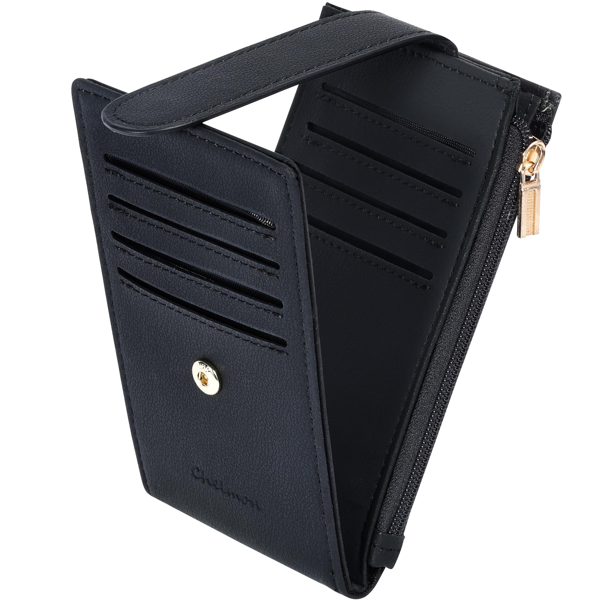 Slim RFID Card Holder Wallet for Women with Zipper Coin Pocket