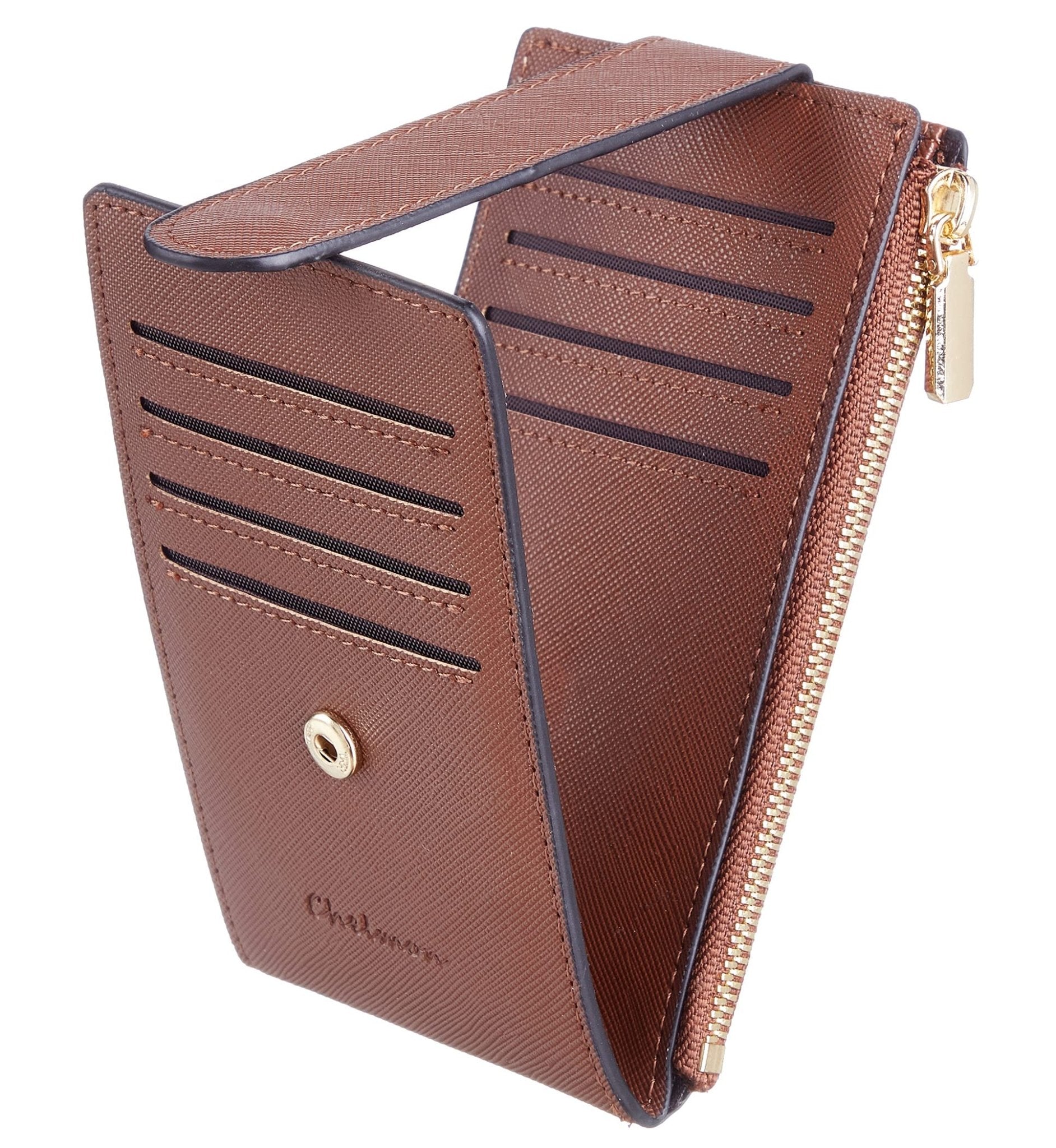 Slim RFID Card Holder Wallet for Women with Zipper Coin Pocket