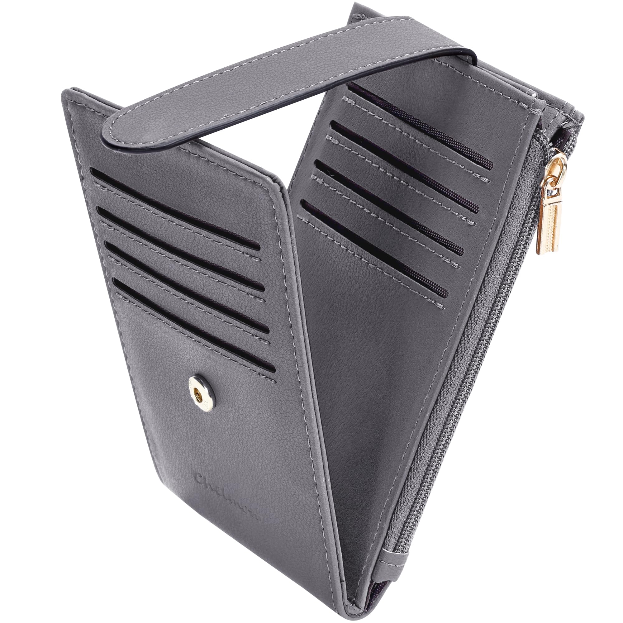 Slim RFID Card Holder Wallet for Women with Zipper Coin Pocket