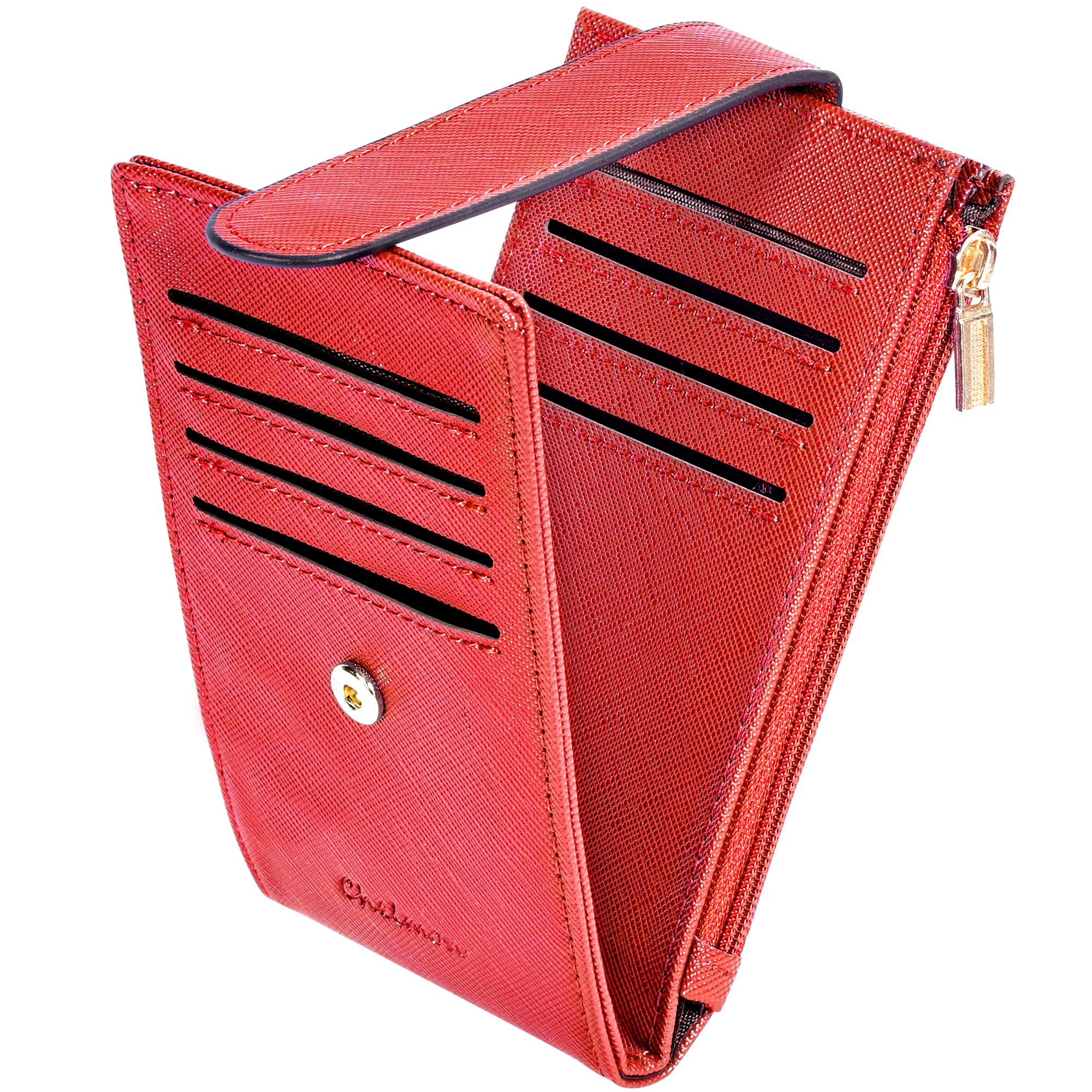 Slim RFID Card Holder Wallet for Women with Zipper Coin Pocket
