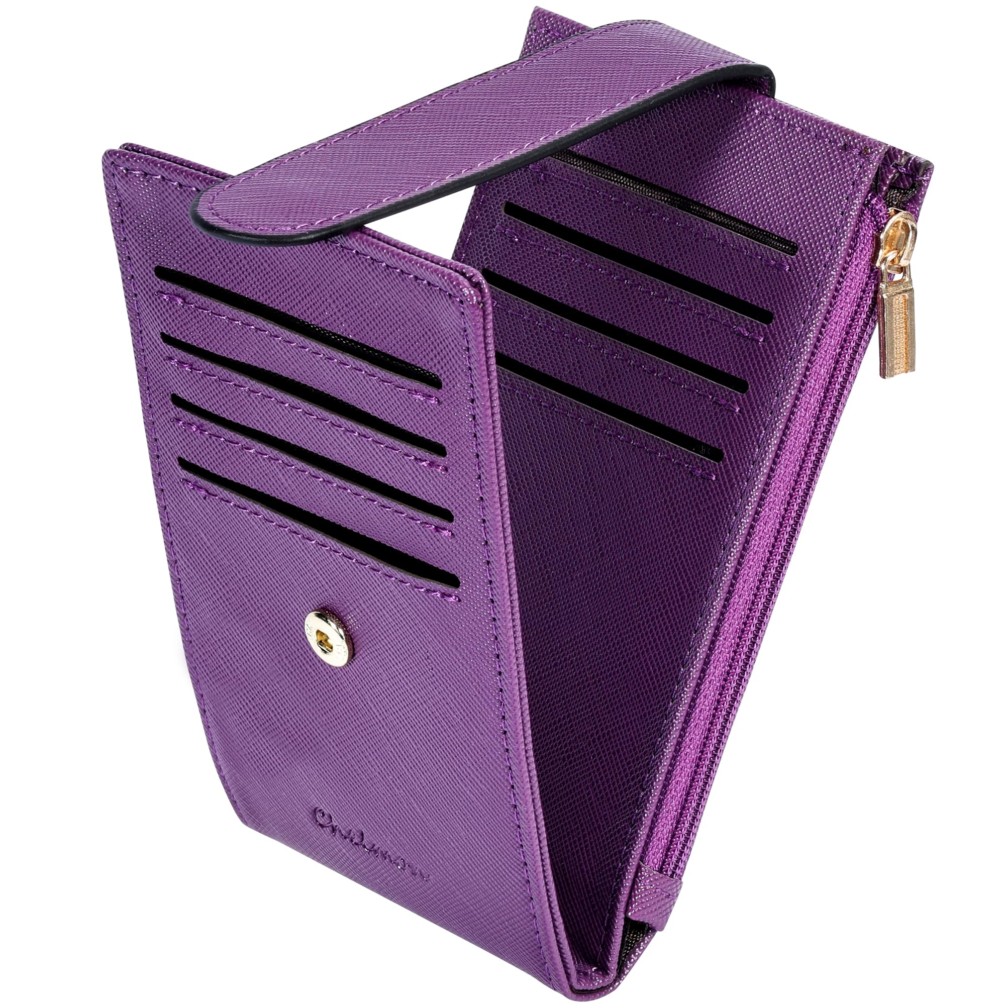 Slim RFID Card Holder Wallet for Women with Zipper Coin Pocket