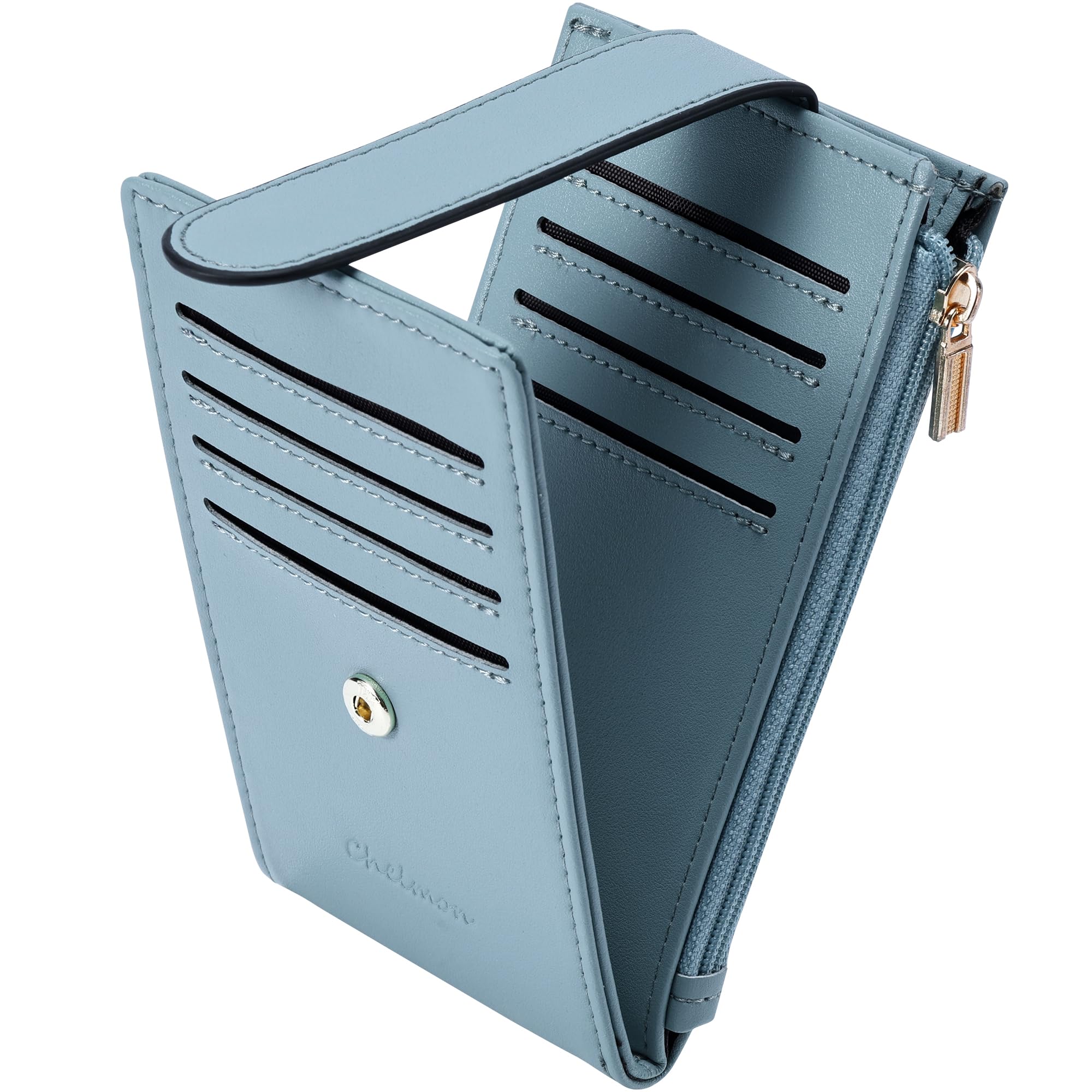 Slim RFID Card Holder Wallet for Women with Zipper Coin Pocket