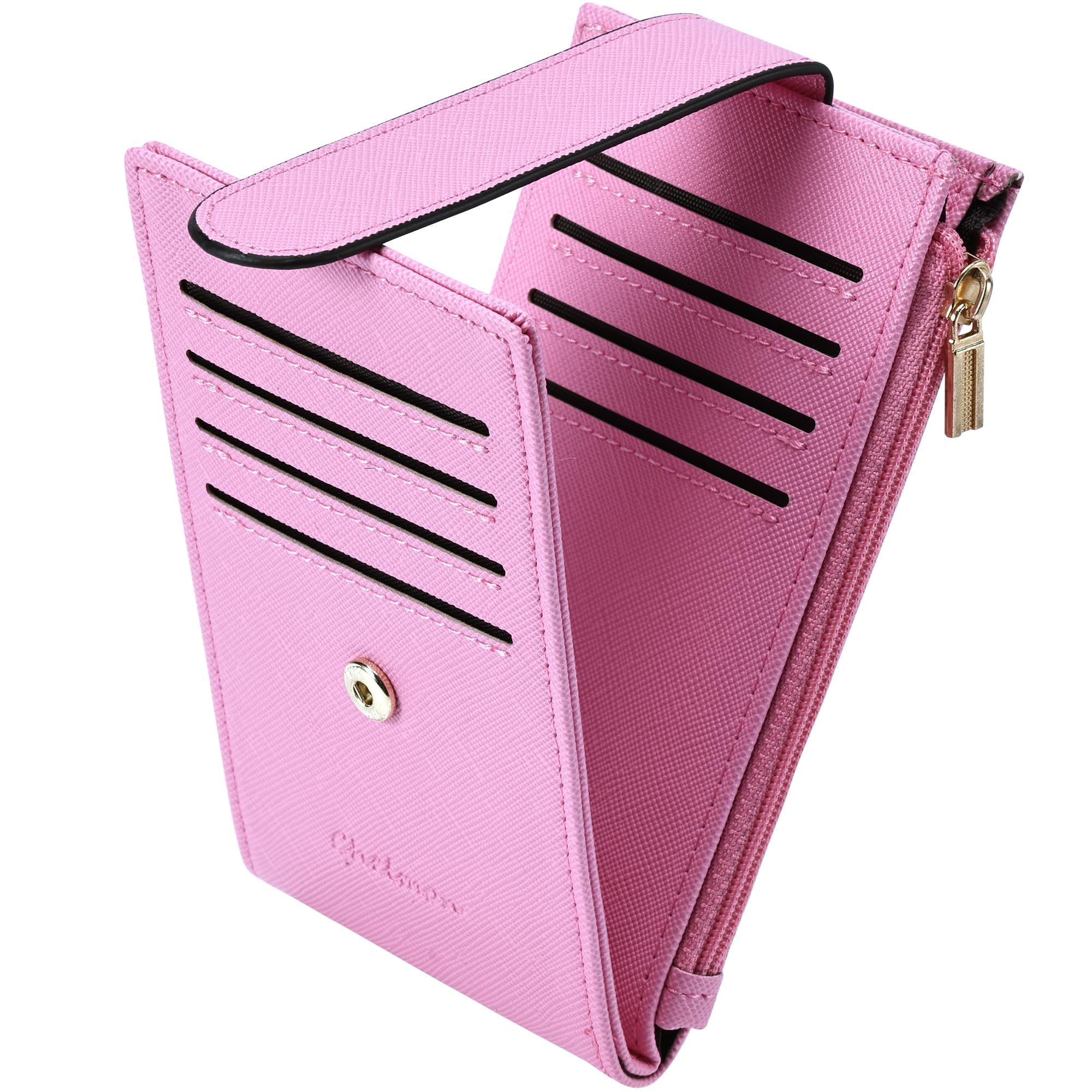 Slim RFID Card Holder Wallet for Women with Zipper Coin Pocket