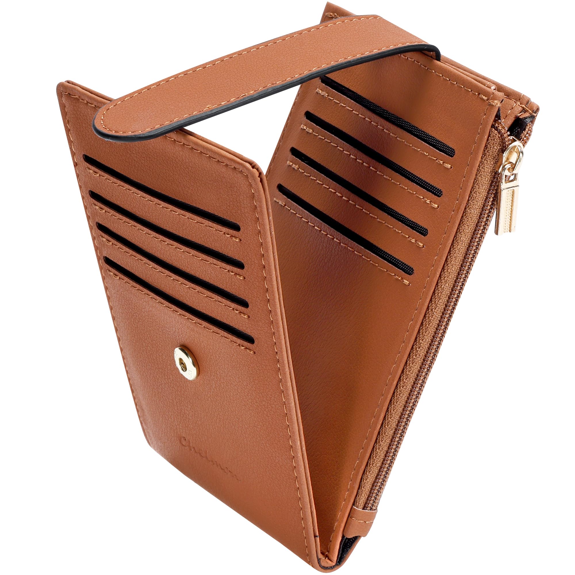 Slim RFID Card Holder Wallet for Women with Zipper Coin Pocket