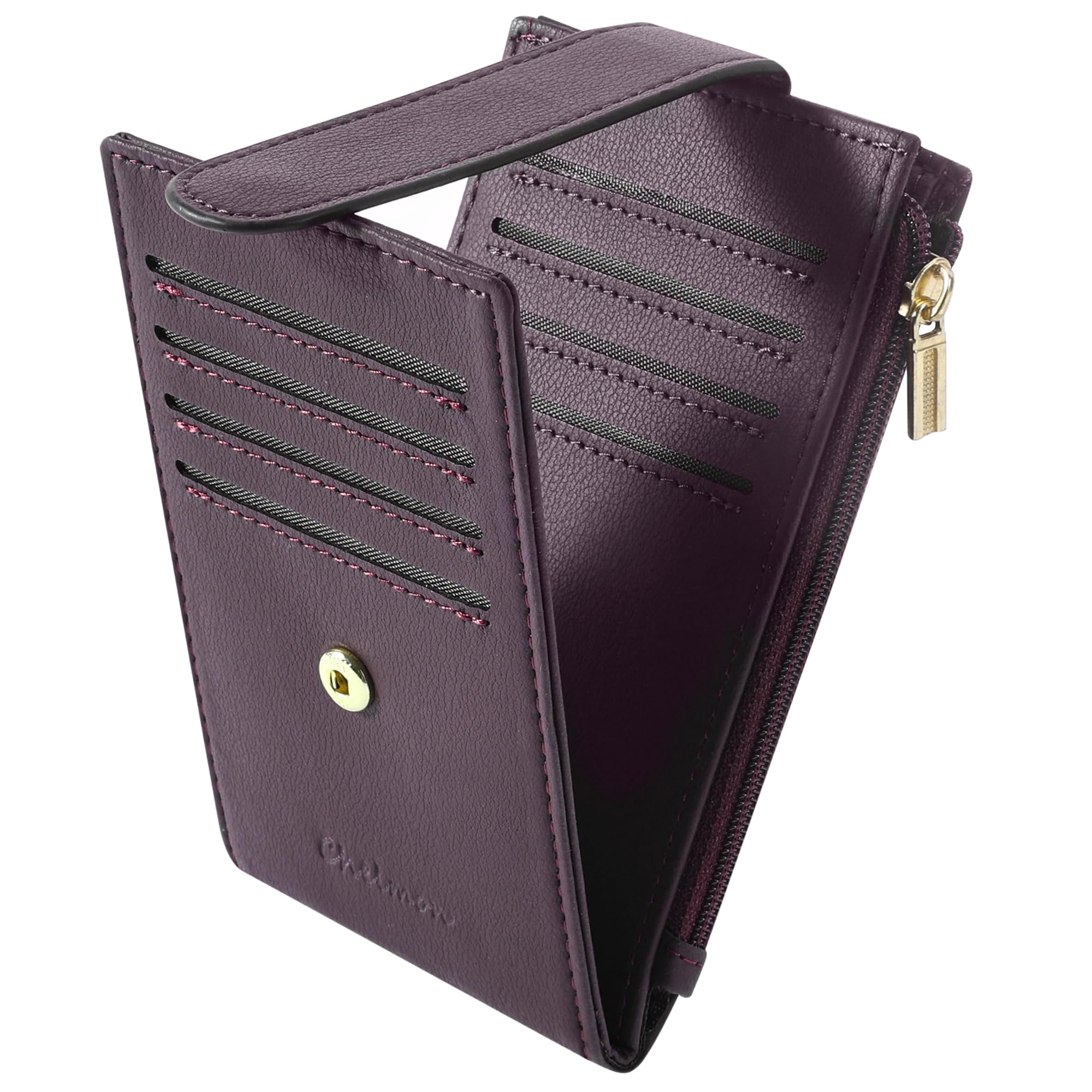 Slim RFID Card Holder Wallet for Women with Zipper Coin Pocket