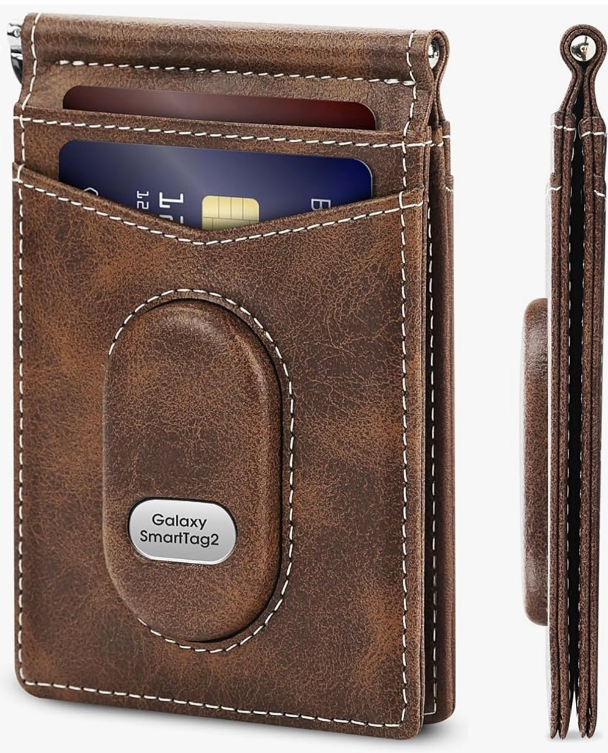 Slim RFID Leather Wallet for Men with SmartTag 2 Holder & Card Slots