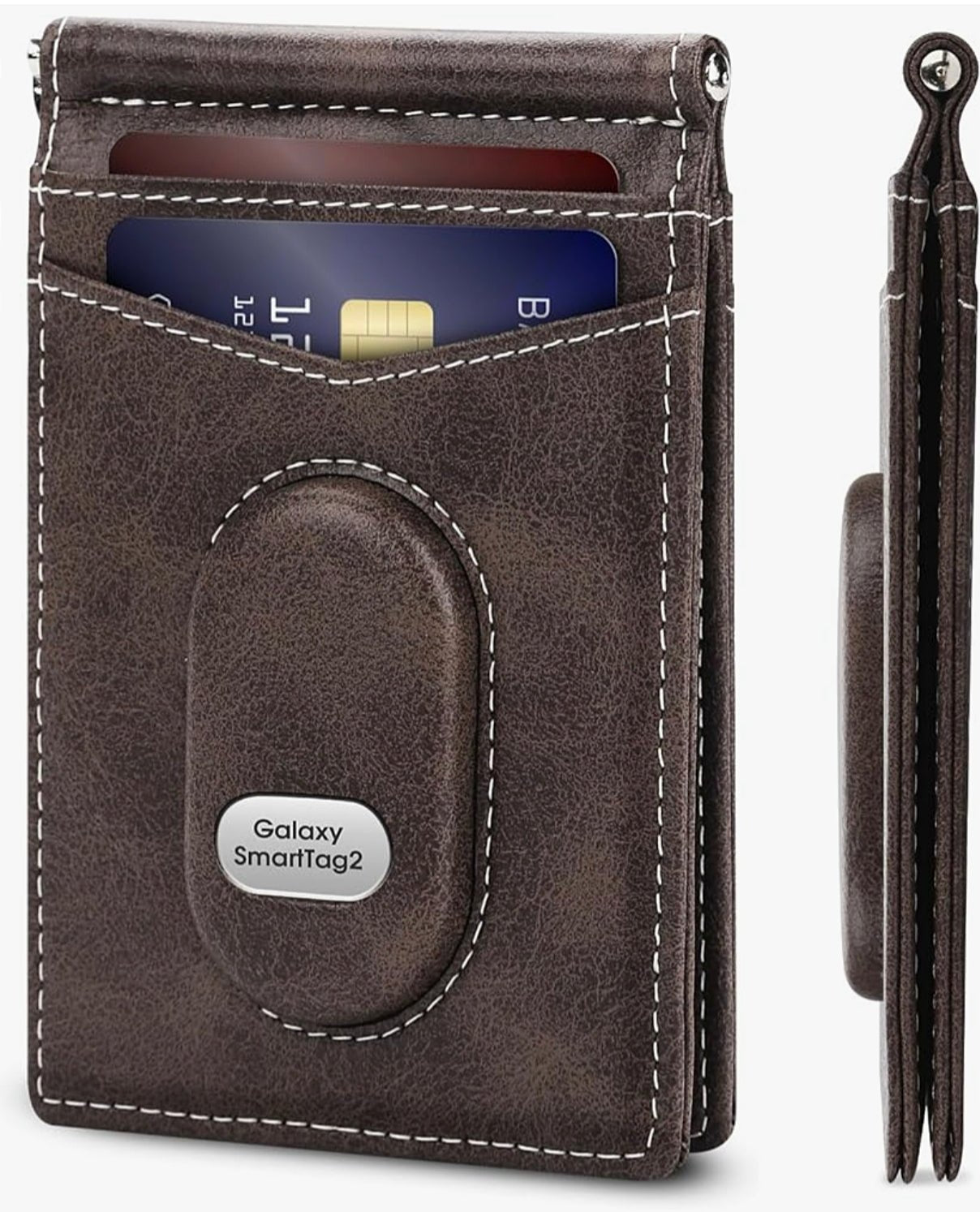 Slim RFID Leather Wallet for Men with SmartTag 2 Holder & Card Slots