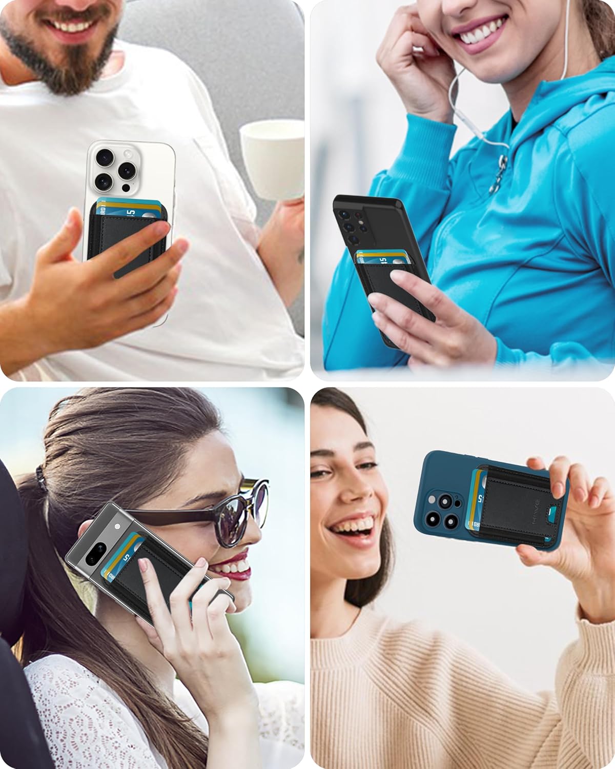 Slim RFID Phone Wallet Stick On Card Holder for iPhone & Android