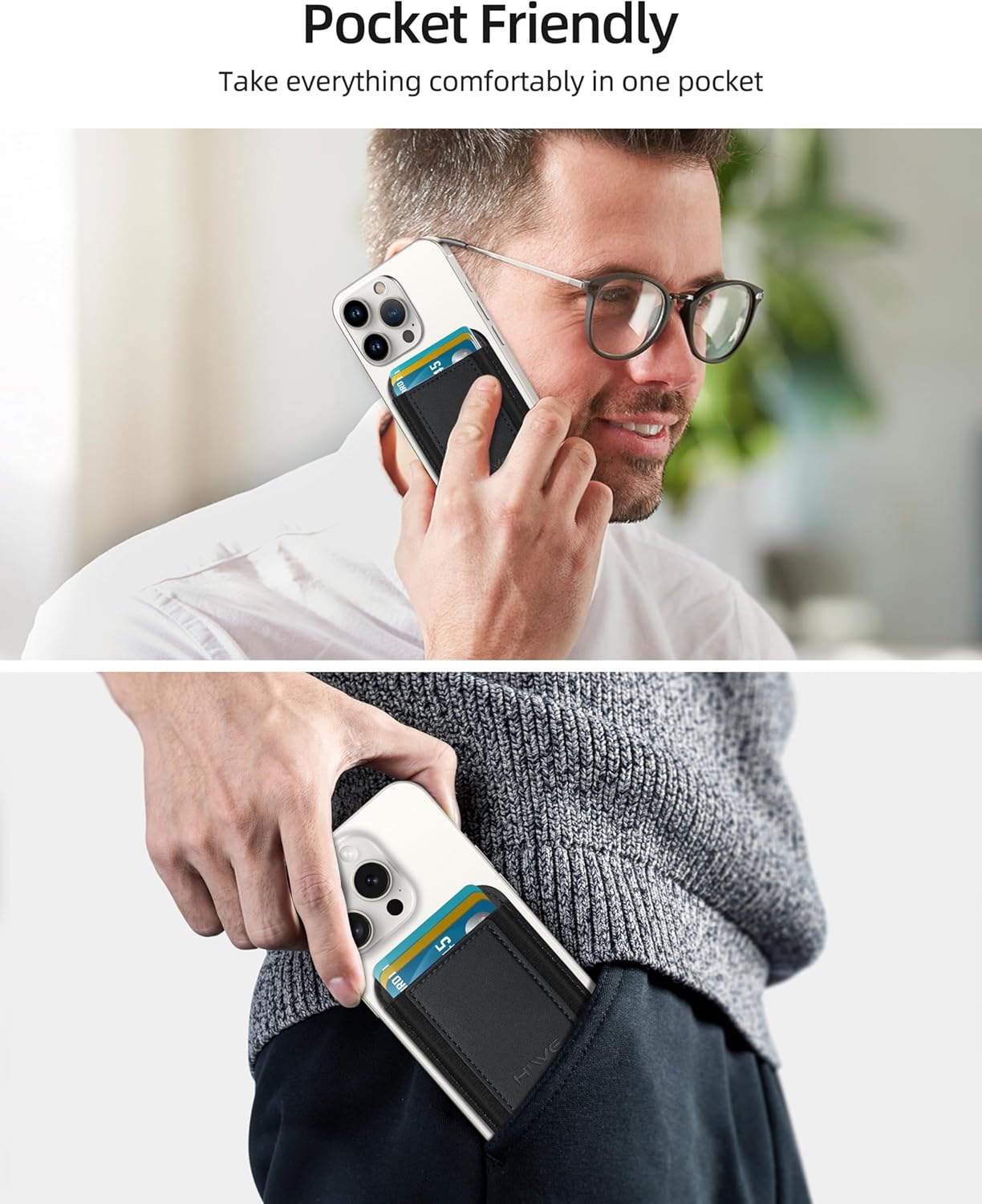 Slim RFID Phone Wallet Stick On Card Holder for iPhone & Android