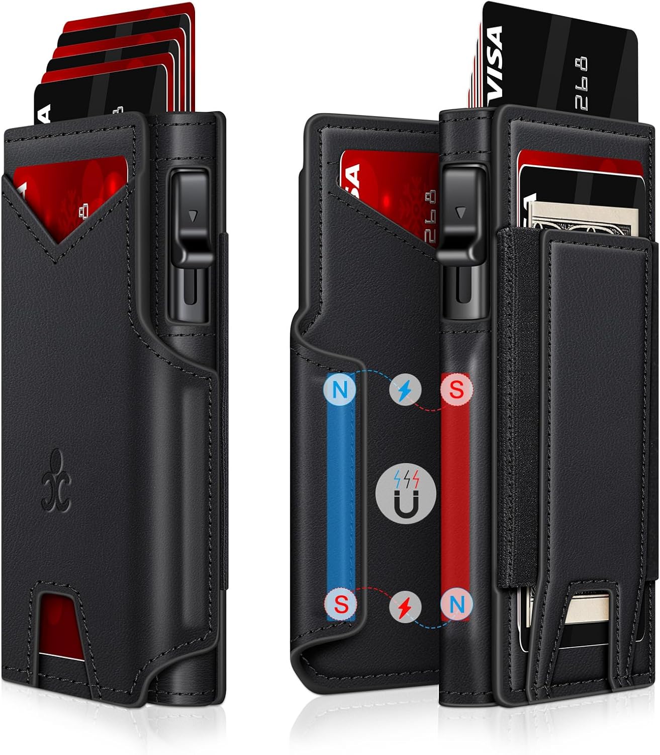 Slim RFID Wallet for Men with Pop-Up Card Holder & Money Clip