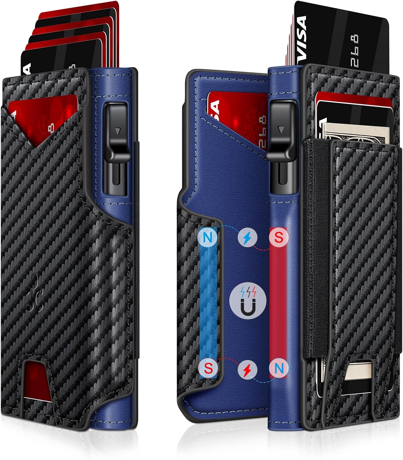 Slim RFID Wallet for Men with Pop-Up Card Holder & Money Clip