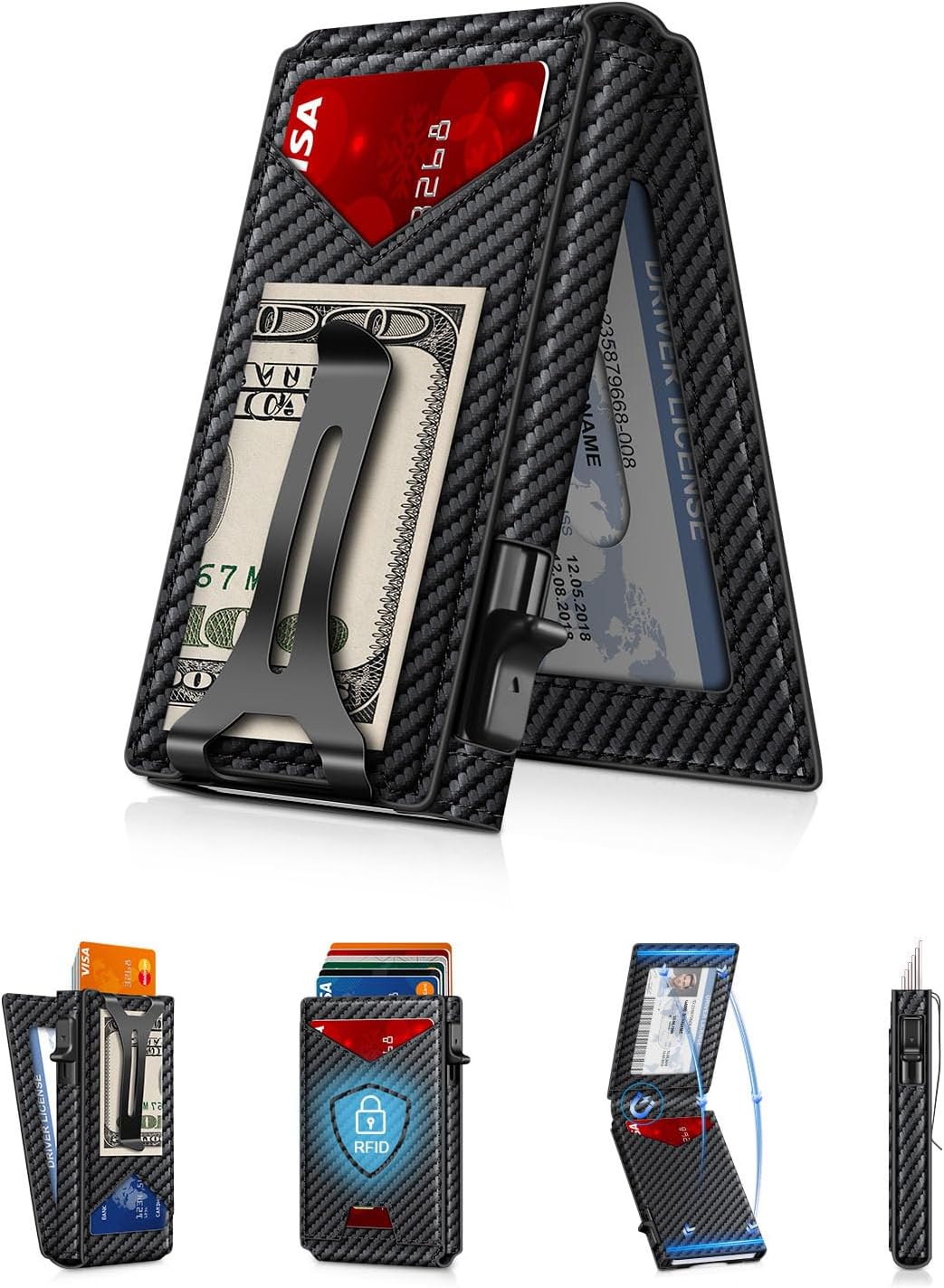 Slim RFID Wallet for Men with Pop - Up Card Holder & Money Clip | Minimalist Front Pocket Bifold - Abbycart