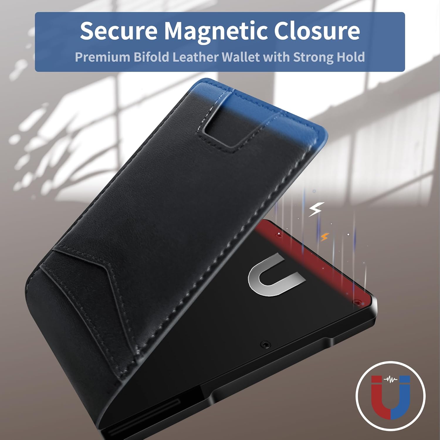 Slim RFID Wallet for Men with Pop - Up Card Holder – Waterproof Aluminum & Leather Bifold with 2 ID Windows, Money Clip, Holds 12+ Cards - Abbycart