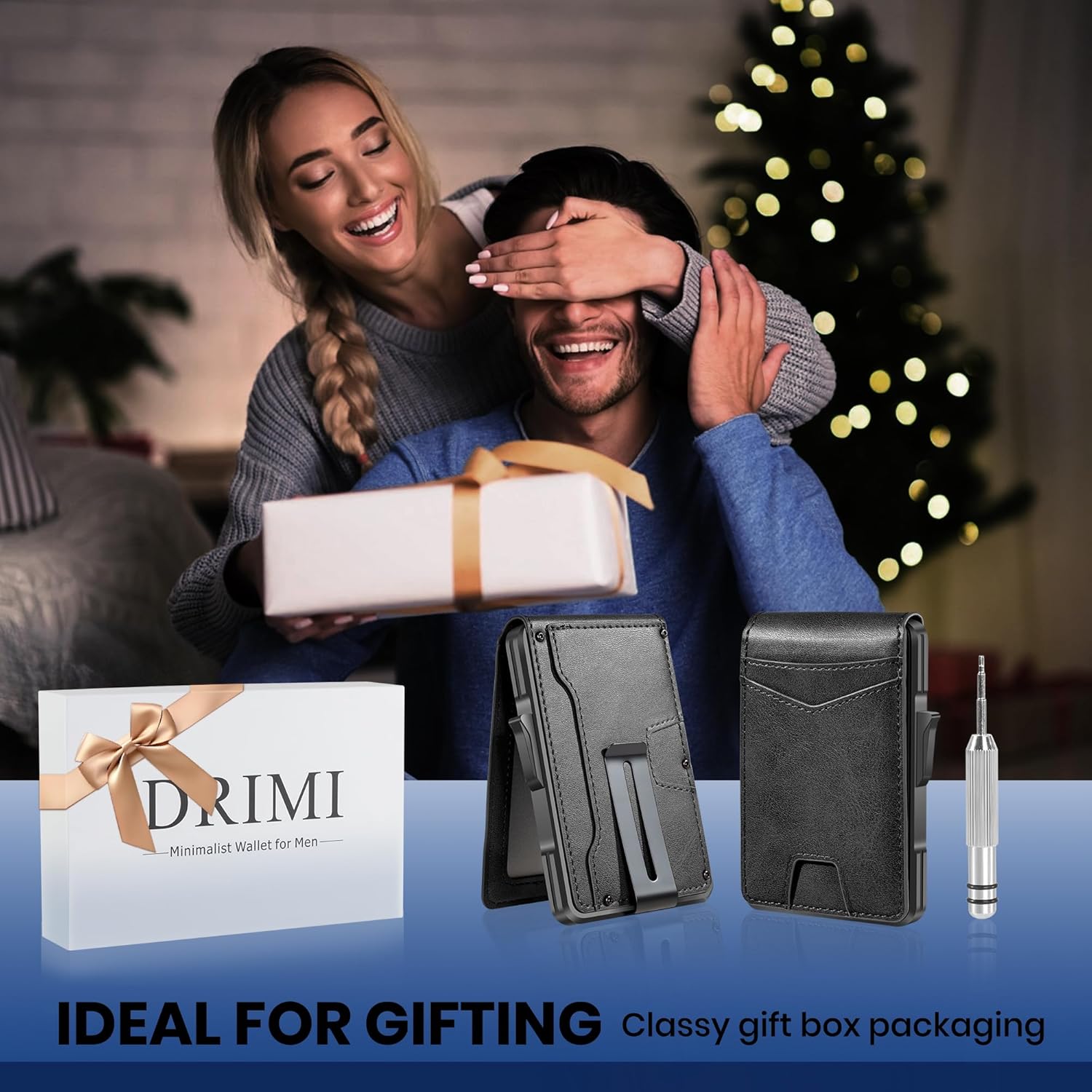 Slim RFID Wallet for Men with Pop - Up Card Holder – Waterproof Aluminum & Leather Bifold with 2 ID Windows, Money Clip, Holds 12+ Cards - Abbycart