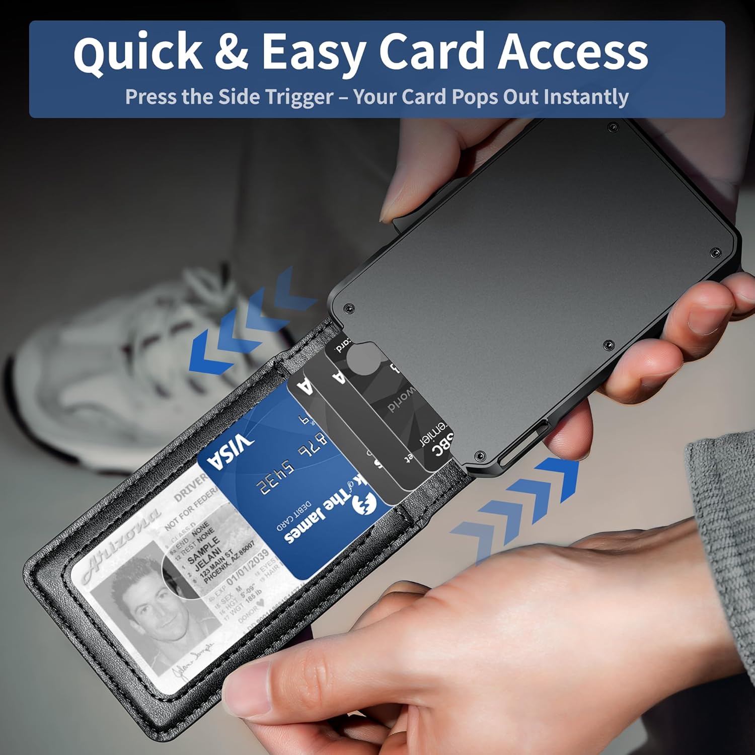 Slim RFID Wallet for Men with Pop - Up Card Holder – Waterproof Aluminum & Leather Bifold with 2 ID Windows, Money Clip, Holds 12+ Cards - Abbycart